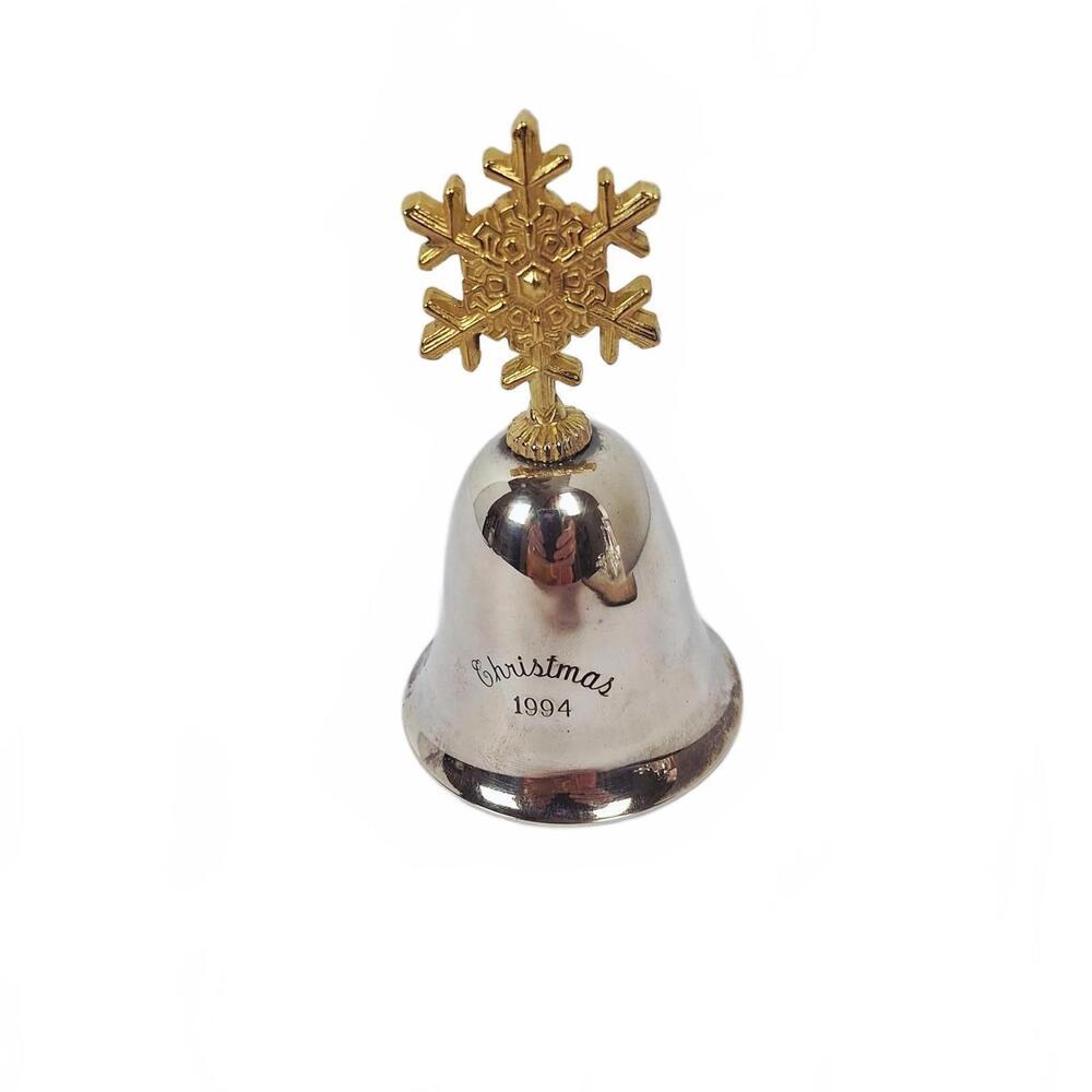 Silverplate Gorham 1994 Christmas BELL Gold Toned Snowflake No Box